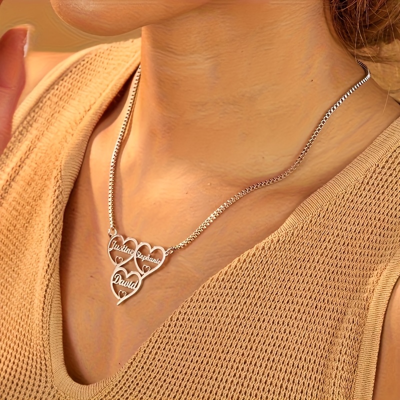 Personalized Stainless Steel Heart Name Necklace, Custom Gift